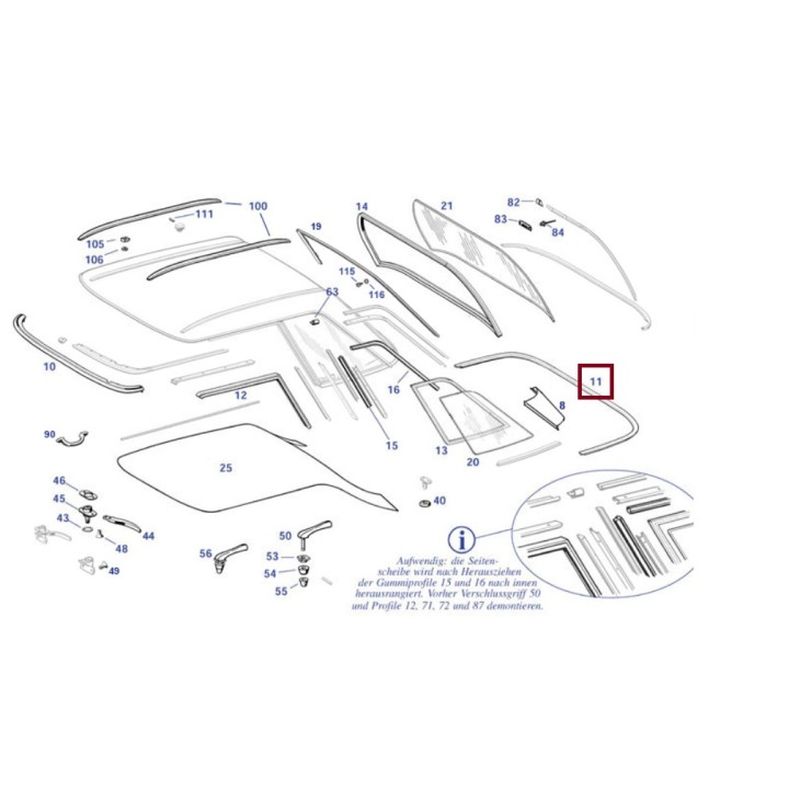 Rear Lower Hardtop Seal - 1137900083