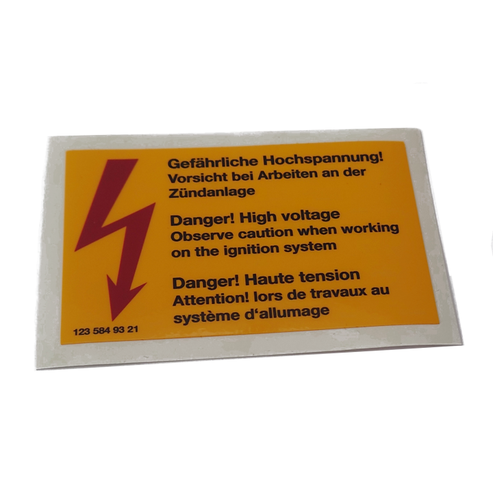 Autocollant Danger High Voltage W201 W123 W124 W126 R129 W140 W116 W107 W114 W115 W108 1235849321