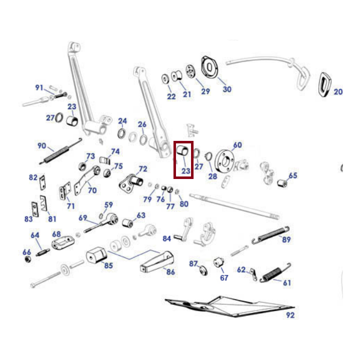 Buchse in Hebelwelle Bremse und Kupplung 190SL & Ponton 1202920550 - A1202920550