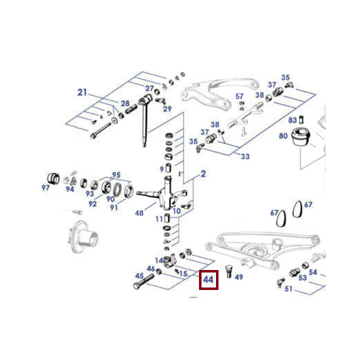 Mounting Kit Control Lever Front Axle 1pc - 190SL W121 250SL 280SL W113 - Classic Mercedes Parts